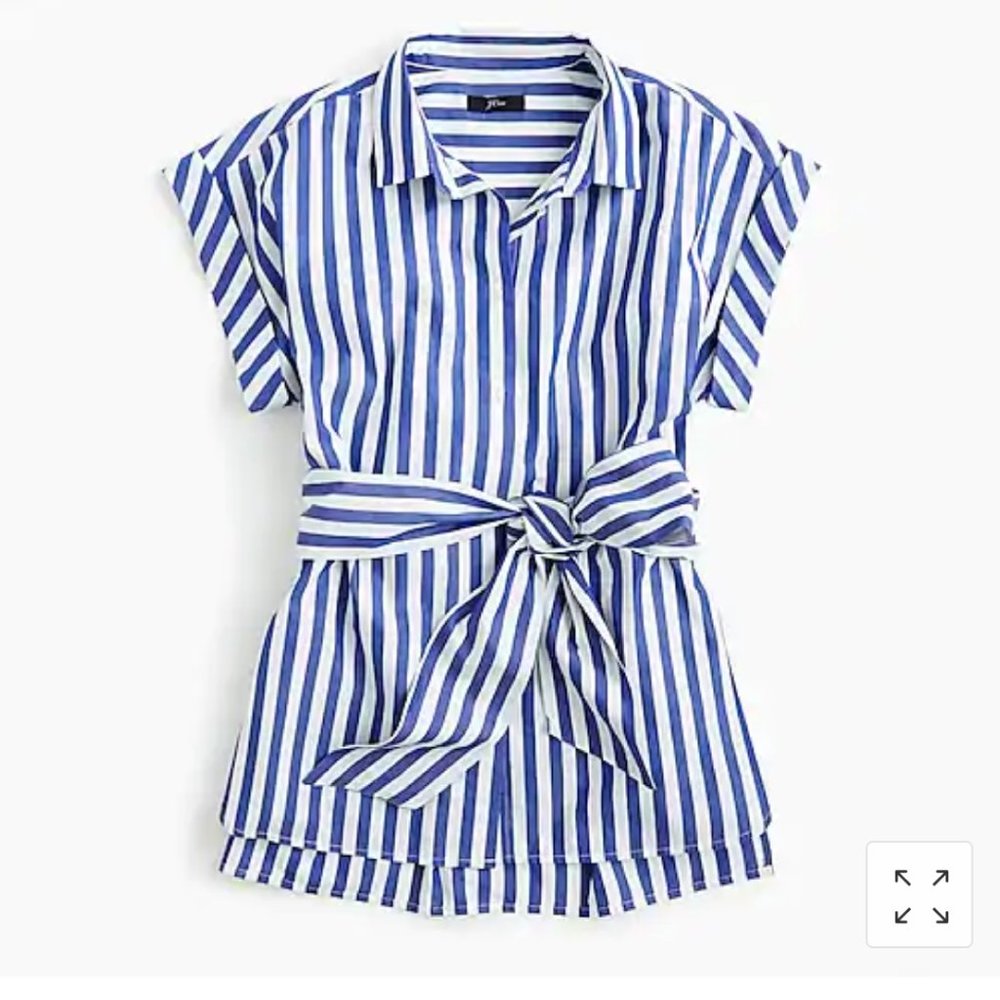 NWT J. Crew Button Front Tie Waist Top in Stripes